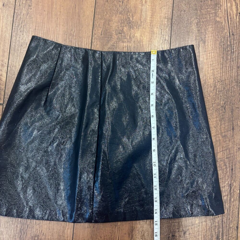 Abercrombie & Fitch Navy Vegan Leather Mini Skirt High Waisted Size M Side Zip - Picture 7 of 9